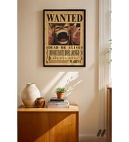 One Piece Doflamingo Wanted Poster, Siyah Çerçeveli Duvar Tablosu - Anime Severlere