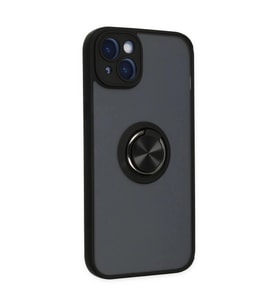 İphone 14 Kılıf Montreal Yüzüklü  Kapak - Siyah