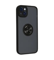 İphone 14 Kılıf Montreal Yüzüklü  Kapak - Siyah