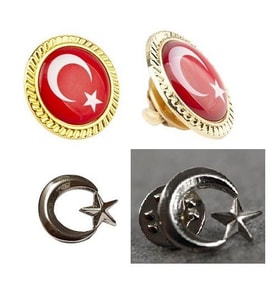 HayalSepeti TÜRK BAYRAĞI ve AYYILDIZ  Yaka Rozeti 2li Set Metal Rozet Klipsli 