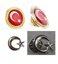 HayalSepeti TÜRK BAYRAĞI ve AYYILDIZ  Yaka Rozeti 2li Set Metal Rozet Klipsli 