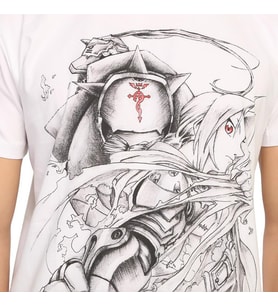 Bant Giyim - Fullmetal Alchemist Beyaz Erkek T-shirt Tişört