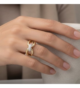 STİL İNCİSİ/XUPING JEWELRY DÜĞÜM MODEL ZİRKON TAŞLI YÜZÜK (Altın Rengi)