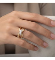 STİL İNCİSİ/XUPING JEWELRY DÜĞÜM MODEL ZİRKON TAŞLI YÜZÜK (Altın Rengi)