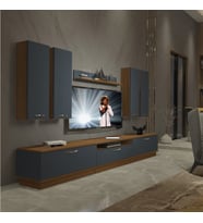 Decoraktiv Trendstyle 8D Mdf Tv Ünitesi Tv Sehpası - Ceviz Antrasit (Antrasit - Ceviz)