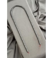 Hematit Doğal Taş Parlak Füme Silindir Kesim 4x13mm Dizi