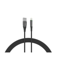 Syrox C134AL 2.4A 1.20mt Ledli Örgülü USB-A - Lightning Şarj & Data Kablosu - Siyah