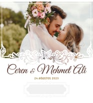 Nikah Nişan Düğün Davetiyesi Kare İkiz İp Bağlamalı 5038