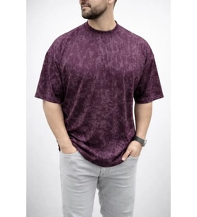 Erkek Premium Tişört OSY Yumuşak Dokulu Yıkamalı Oversize T-Shirt - Bordo