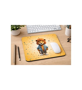 Sevimli Aslan Desenli Mousepad 21x17,5 cm – Kaymaz Tabanlı Düz Mouse Pad – Ofis & Gaming