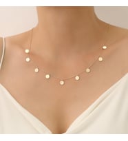 Agora 14 Ayar Altın Pullu Kolye, Pullu Şans Kolye, Altın Sıralı Pullu Kolye