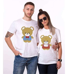 Tshirthane Ayıcık Sevgili Kombinleri Tshirt Kombini (Tek Ürün Fiyatıdır.)