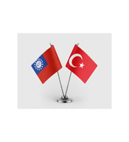 Burma Bayrağı ve Türkiye Bayrağı İkili Saten Masa Bayrağı Takımı