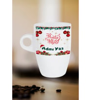 Kişiye Özel Yılbaşı İsim Baskılı Kupa Bardak Porselen Latte Filtre Kahve Fincanı