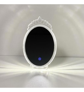 LW-11 Dekoratif Led Ayna Kristal Elmas Masa Aynası Romantik Ayna (Beyaz)