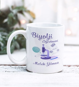 Biyoloji Öğretmeni Tasarımlı Kişiye Özel Kupa Bardak (Beyaz)