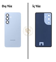 Samsung Galaxy S26 Plus Mavi Renk Lensli Arka Kapak Arka Cam Batarya Kapağı Pil Kapağı Lazer Kesim Back Cover Galaxy S26 Plus Uyumlu