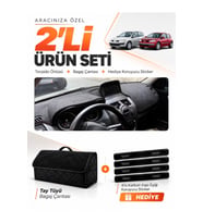 e-biz RENAULT MEGANE 2 BÜYÜK EKRANLI (2002-2009) Uyumlu Torpido + Tay Tüyü Çanta - Siyah - RE040