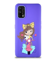 Realme 7 Pro Soft Premier Kapak Vespagirl Tasarımlı Silikon Kılıf - Mor (Şeffaf)