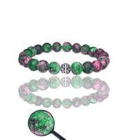 Sertifikalı Ham Işlenmemiş Ruby Yakutlu Zoisite - Anyolit Taşı Bileklik - Gümüş Aparatlı (Çok Renkli)