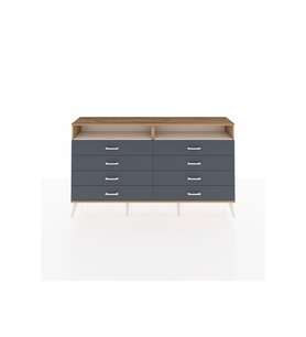 Arges Konsol 2 Raflı 8 Çekmeceli  176x30x99 Çam-Aytaşı/Antrasit