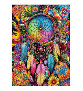 Renkli Düş Kapanı Dreamcatcher Model Ahşap Tablo