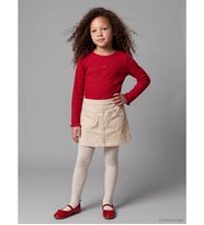 LCW Kids Bej Kız Çocuk Kadife Şort Etek Ve Külotlu Çorap