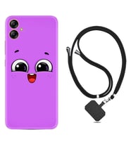 Samsung Galaxy A04E Kılıf Silikon Boyun Askılı İpli Desenli Silikon Purple Sweety 1717