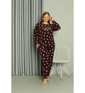 Akbeniz Welsoft Polar Kadın Büyük Beden Pijama Takımı 808041