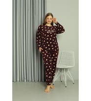 Akbeniz Welsoft Polar Kadın Büyük Beden Pijama Takımı 808041