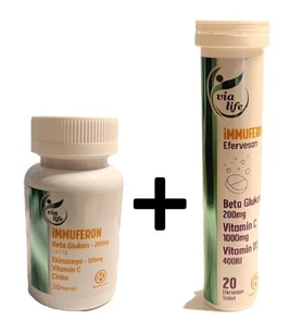 İmmuferon - Beta Glucan + Vitamin C + Çinko + Kara Mürver içerikli 2'li Kofre Gıda Takviyesi