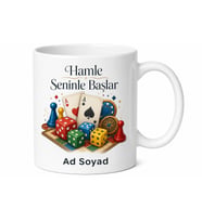 Kutu Oyunu Severler İçin Zar Strateji Kartları Temalı Baskılı Kupa Bardak Hediye