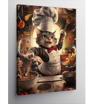 Kanvas Tablo Mutfaktaki Tekir Kedi