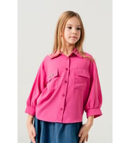 Kız Çocuk Kol Büzgülü Gömlek 3149 (Pembe)