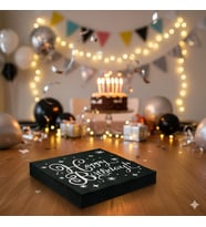 Varaklı Happy Birthday Yazılı Peçete - Siyah Zemin Gümüş Baskı 20'li