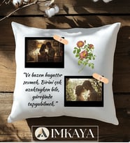 Kişiye Özel Fotoğraflı ve Mesajlı Yastık – Çiçek Desenli  Sevgiliye, Anneye, Arkadaşa Anlamlı Hediye (Çok Renkli)