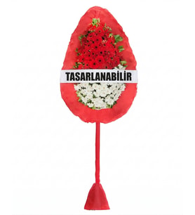 Büyük Tek Katlı Kırmızı Beyaz Çelenk Açılış Nikah Düğün Çelengi