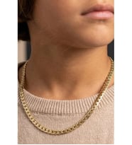 Yassı Model Snake Yılan Gold Çelik Zincir Çocuk Kolye -Kuzey Serisi