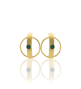 Kadir Jewellery 22 Ayar Altın Kaplama Vintage Küpe -El İşçiliği Ve Hipoalerjenik Küpe (K.Yeşil)