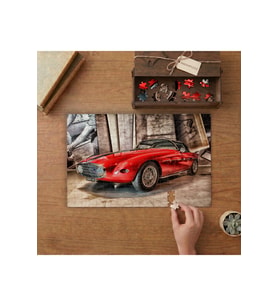 Klasik Kırmızı Spor Araba Tasarımı 240 parça Ahşap Puzzle Ahşap Kutuda MP07352