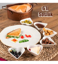 Porsima Bone 15689 6lı Kalpli Sunumluk Kase Mini Çerezlik Şekerlik Reçellik Sosluk Çerezlik Kase Seti