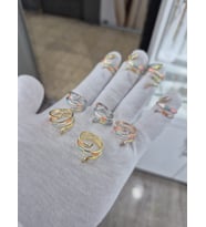 925 Ayar Papatya Silver Taşlı Lazer Yılan yüzük.rose.gold.rodaj