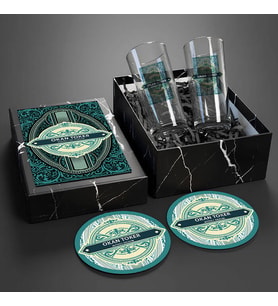 Elegan Özel Üretim Kutusunda Tasarımlı Kişiye Özel Rakı Bardağı Seti
