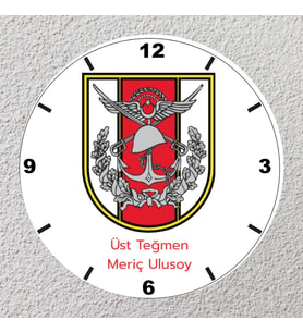 Türk Silahlı Kuvvetleri Logolu Kişiye Özel Cam Saat  20x20 Duvar Saati
