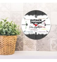 Matematik Öğretmeni Siyah Tasarım Duvar Saati