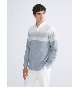 LCWAIKIKI Classic İndigo Regular Fit Uzun Kollu Armürlü Erkek Gömlek