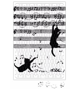 Yaramaz Komik Müzik Notalı Kedi Cat Puzzle 240 Parça Yapboz