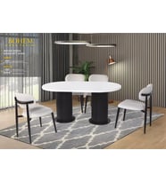 BOHEM MASA, UMAY METAL SANDALYE, BEYAZ, SİYAH, PTT AYAK