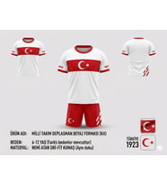 Türkiye Euro 2025/26 Sezon Özel Tasarım Beyaz Kırmızı  Forma Tişört Şort Çocuk Forma Takımı (KOD01)