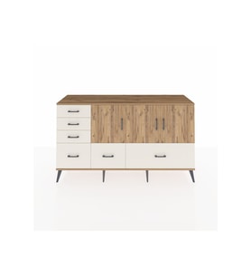 Kronos Konsol 4 Raflı 6 Çekmeceli 3 Kapaklı 176x59x99 Çam-Çam/Aytaşı